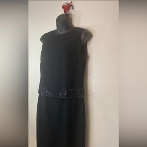Jones New York~Evening Petites~Gorgeous~Black~ Beaded~Lined~Shift Dress~Size 8P